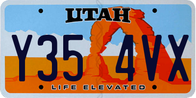 UT license plate Y354VX