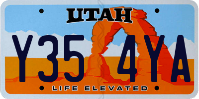 UT license plate Y354YA