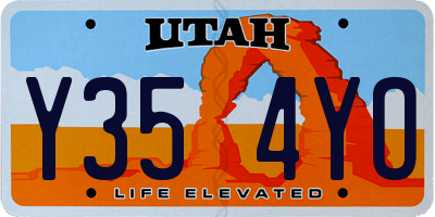 UT license plate Y354YO