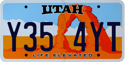 UT license plate Y354YT