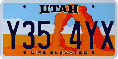 UT license plate Y354YX