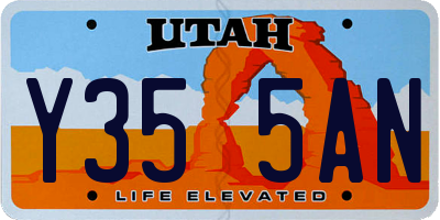 UT license plate Y355AN