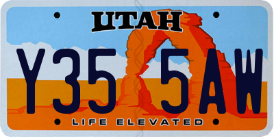 UT license plate Y355AW