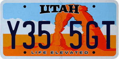 UT license plate Y355GT