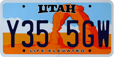 UT license plate Y355GW