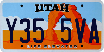 UT license plate Y355VA