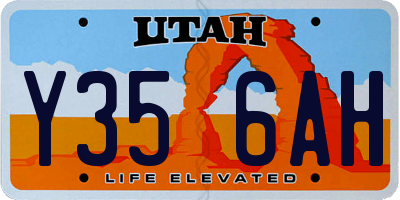 UT license plate Y356AH