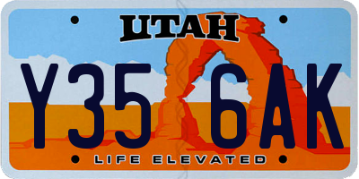 UT license plate Y356AK