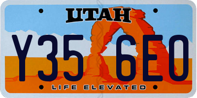 UT license plate Y356EO