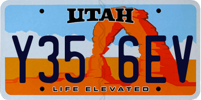 UT license plate Y356EV