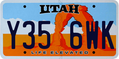 UT license plate Y356WK