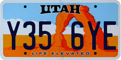 UT license plate Y356YE