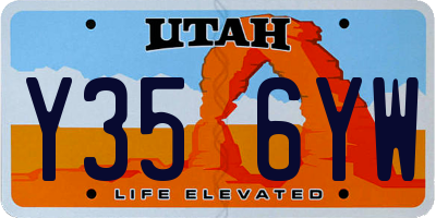 UT license plate Y356YW