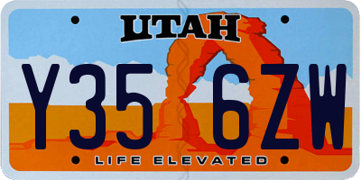 UT license plate Y356ZW