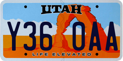 UT license plate Y360AA