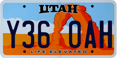 UT license plate Y360AH