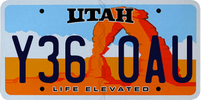 UT license plate Y360AU