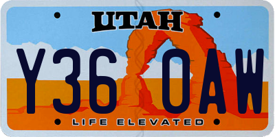 UT license plate Y360AW