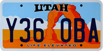 UT license plate Y360BA