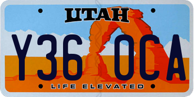 UT license plate Y360CA