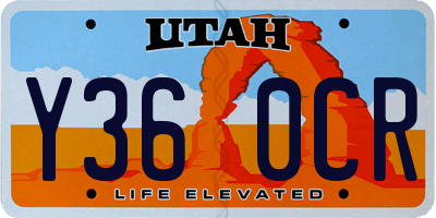 UT license plate Y360CR