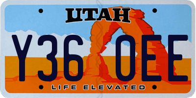 UT license plate Y360EE