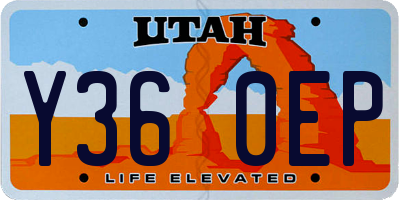 UT license plate Y360EP
