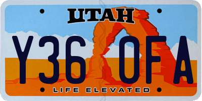 UT license plate Y360FA