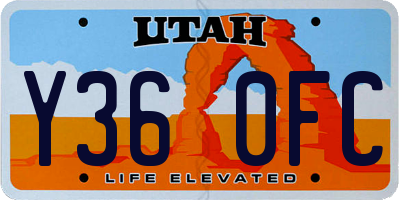 UT license plate Y360FC