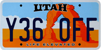 UT license plate Y360FF