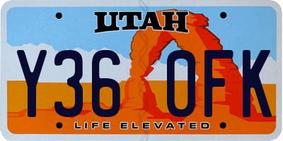 UT license plate Y360FK