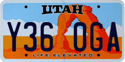 UT license plate Y360GA