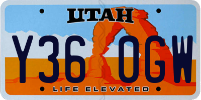 UT license plate Y360GW