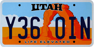 UT license plate Y360IN