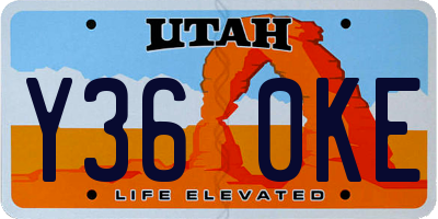UT license plate Y360KE