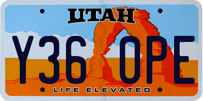 UT license plate Y360PE