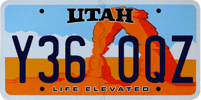 UT license plate Y360QZ