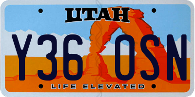 UT license plate Y360SN