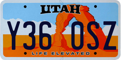 UT license plate Y360SZ