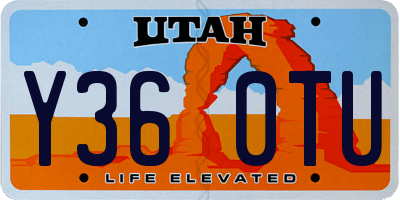 UT license plate Y360TU