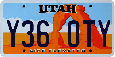 UT license plate Y360TY