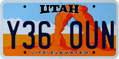 UT license plate Y360UN