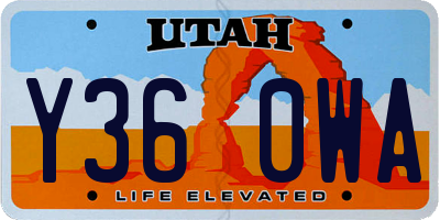 UT license plate Y360WA