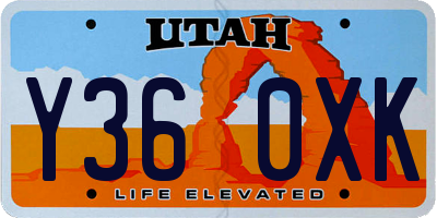 UT license plate Y360XK