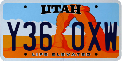 UT license plate Y360XW