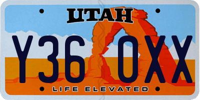 UT license plate Y360XX