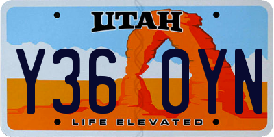 UT license plate Y360YN