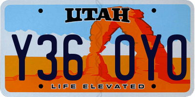 UT license plate Y360YO