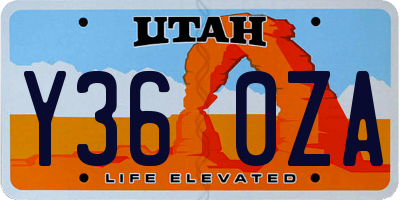 UT license plate Y360ZA