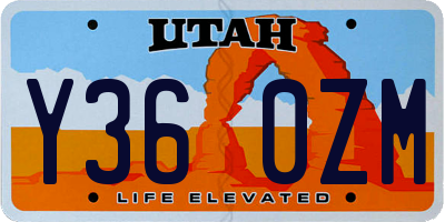 UT license plate Y360ZM